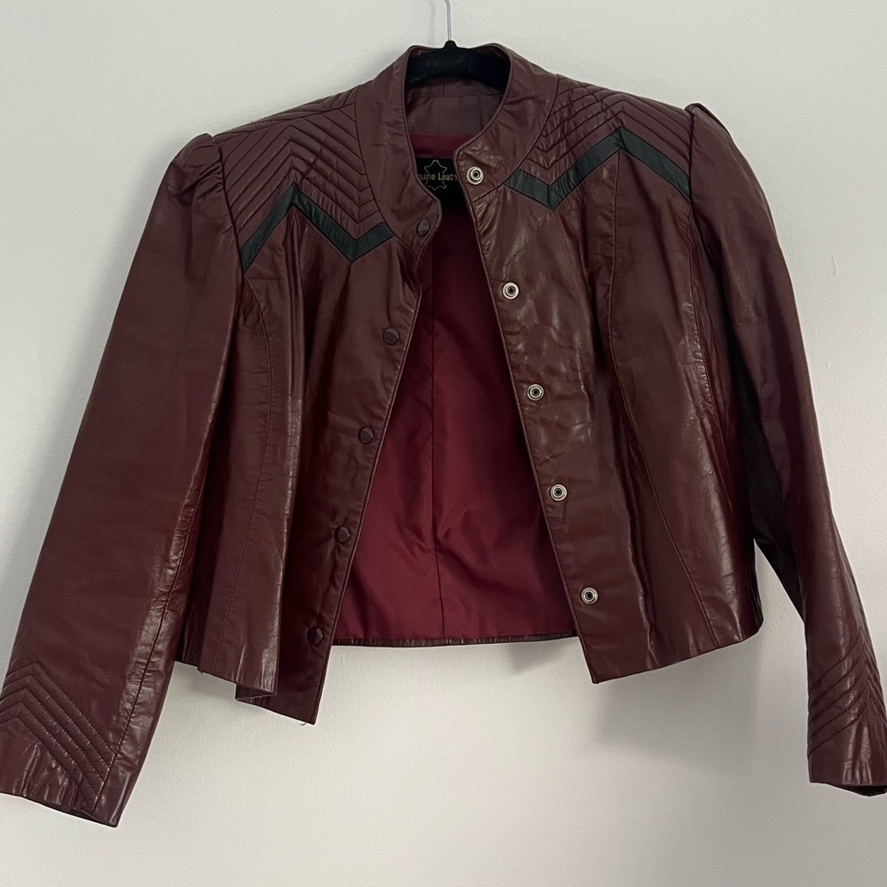 Maroon Genuine Leather Jacket - image 1